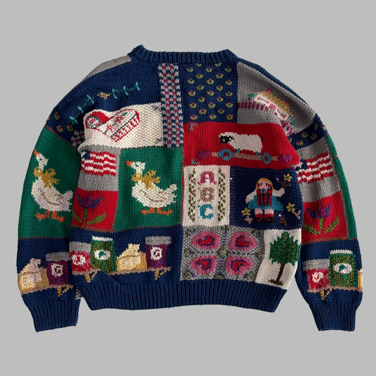Polo Ralph Lauren Patchwork Heavyweight Knit Sweater - XL