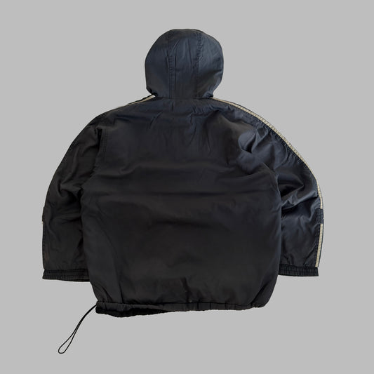 90s Adidas Three Stripe Insulated Hooded Jacket - L