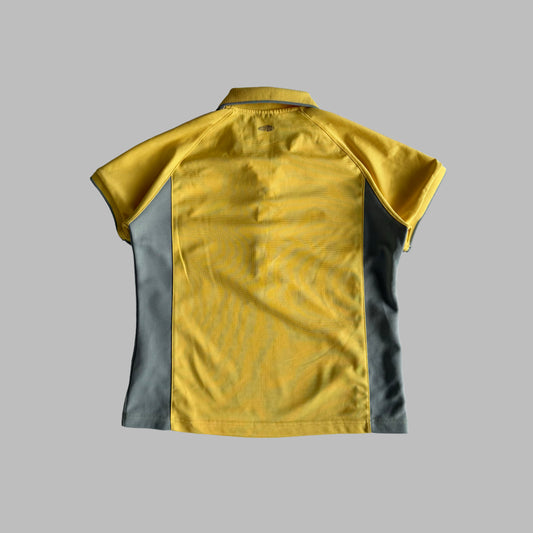 Y2K Adidas Three Stripe Panelled Polo Shirt - S