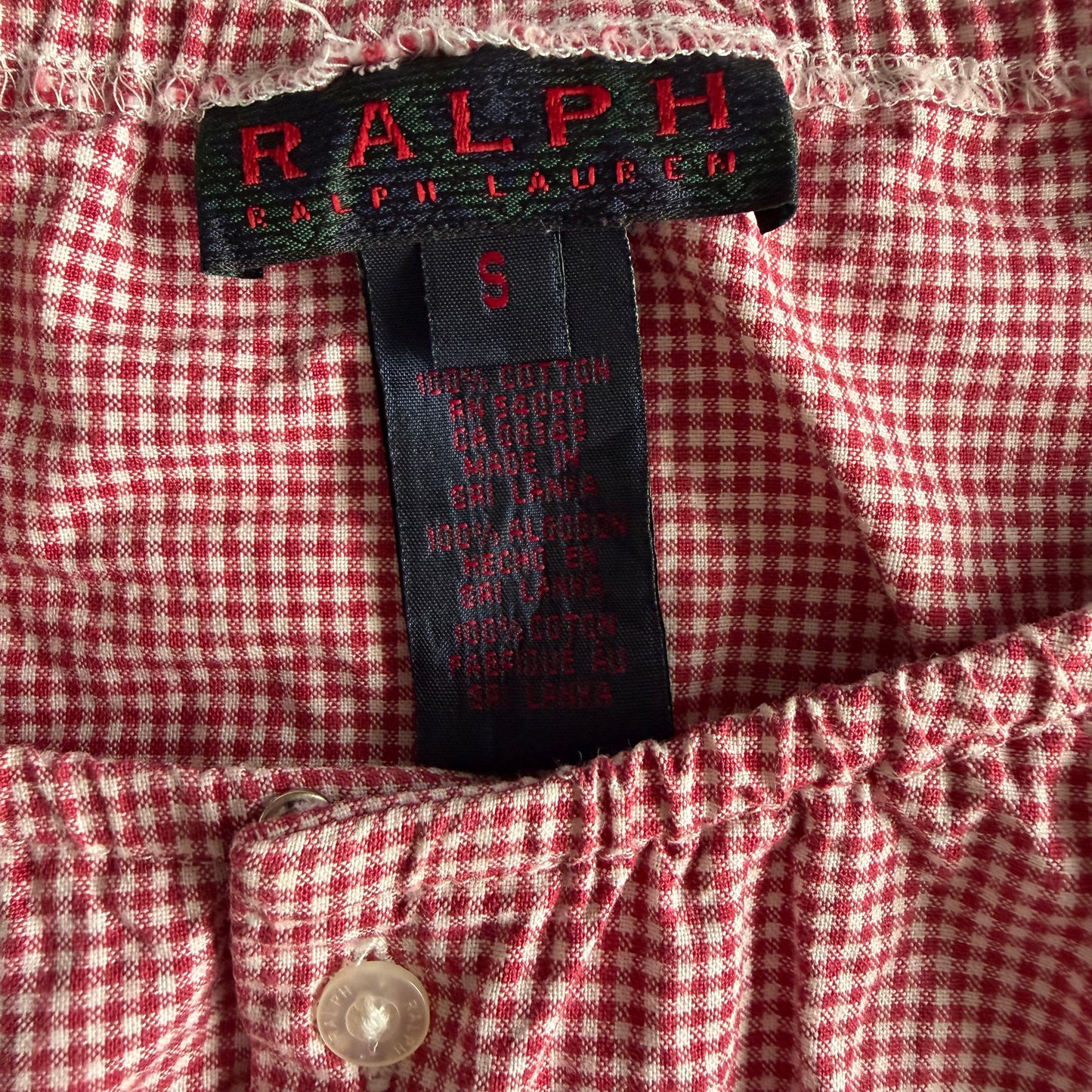 Y2K Polo Ralph Lauren Gingham Milkmaid Top - S