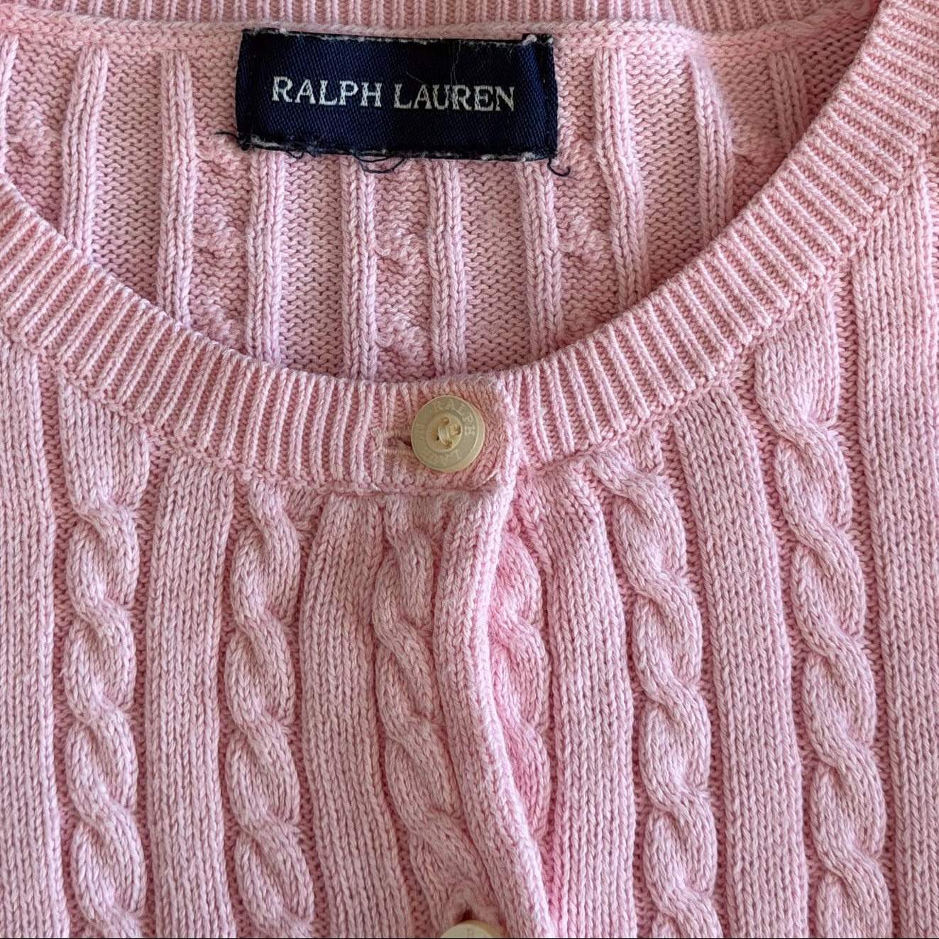 Y2K Polo Ralph Lauren Cable Knit Cardigan - XS
