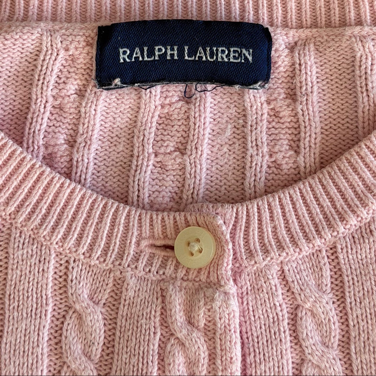 Y2K Polo Ralph Lauren Cable Knit Cardigan - S