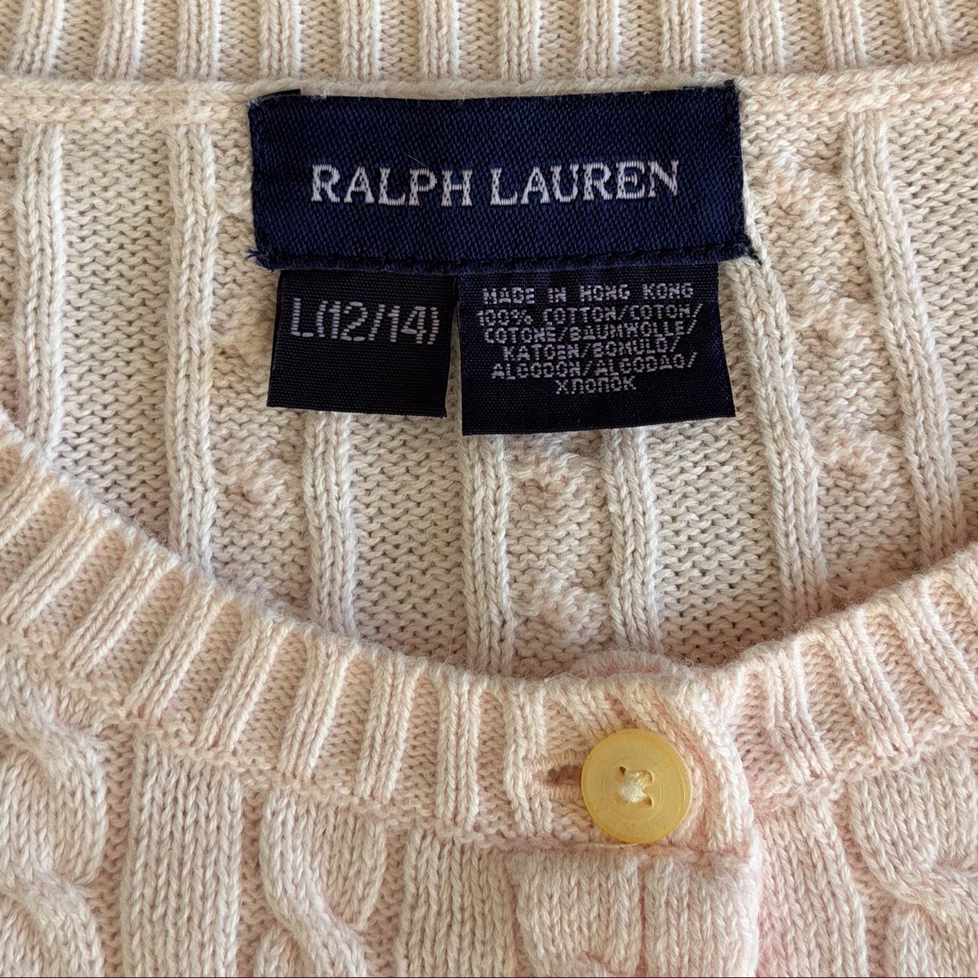 Y2K Polo Ralph Lauren Cable Knit Cardigan - M