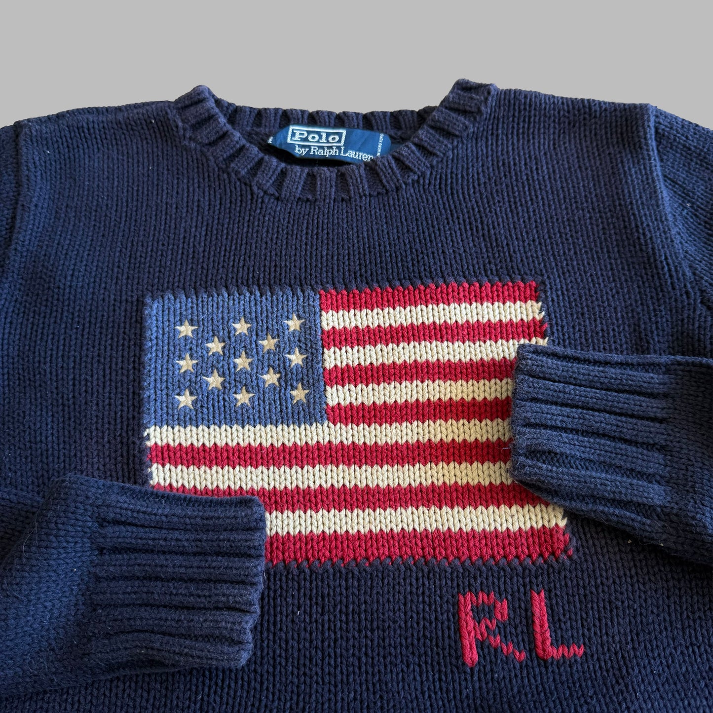 90s Ralph Lauren Flag Heavy Knit - S
