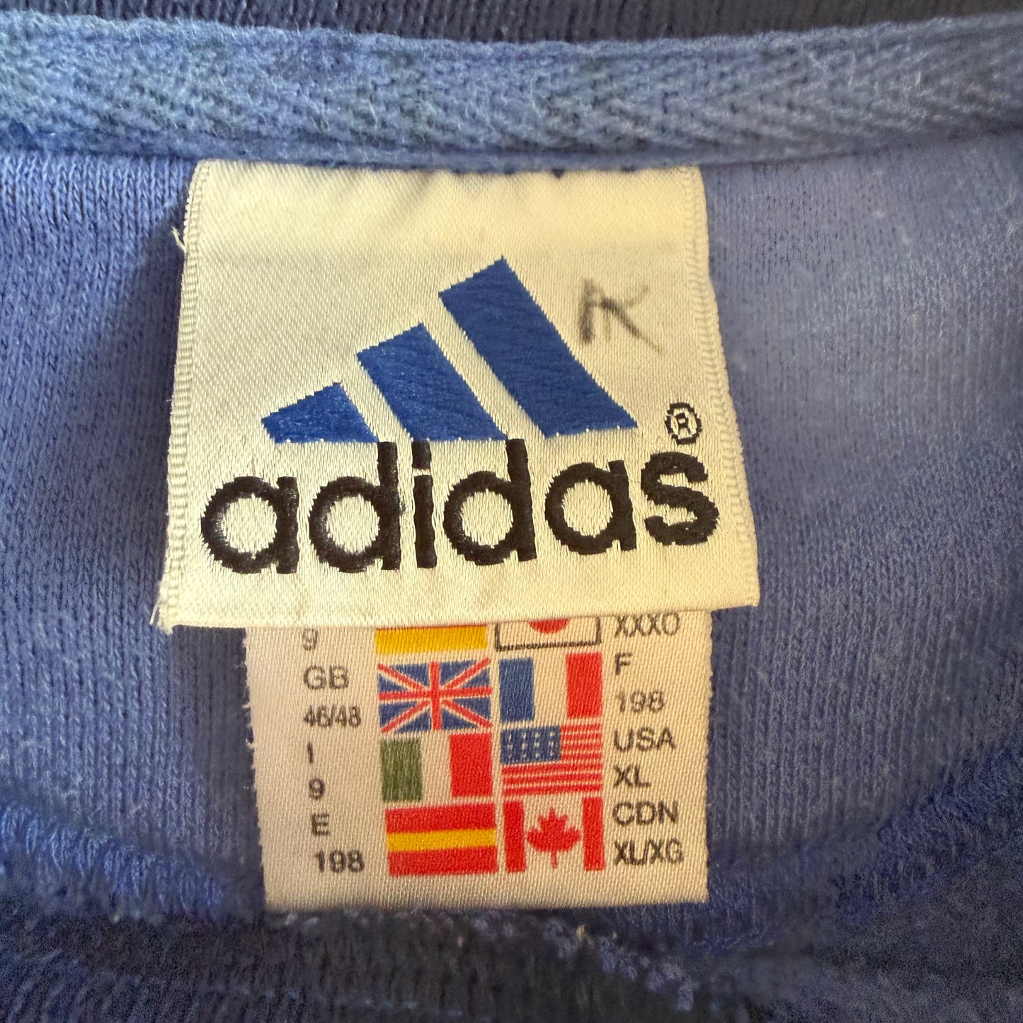 90s Adidas Panelled Three Stripe Sweatshirt - XL