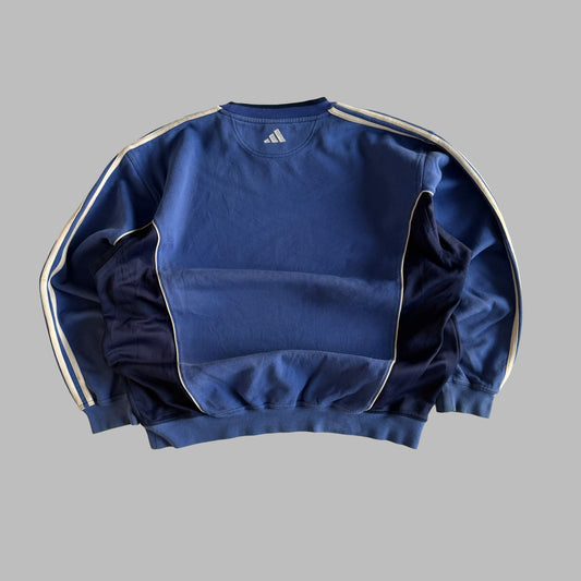 90s Adidas Panelled Three Stripe Sweatshirt - XL