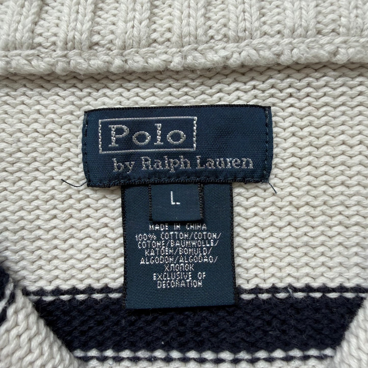 90s Polo Ralph Lauren Striped Heavyweight Quarter Zip - S