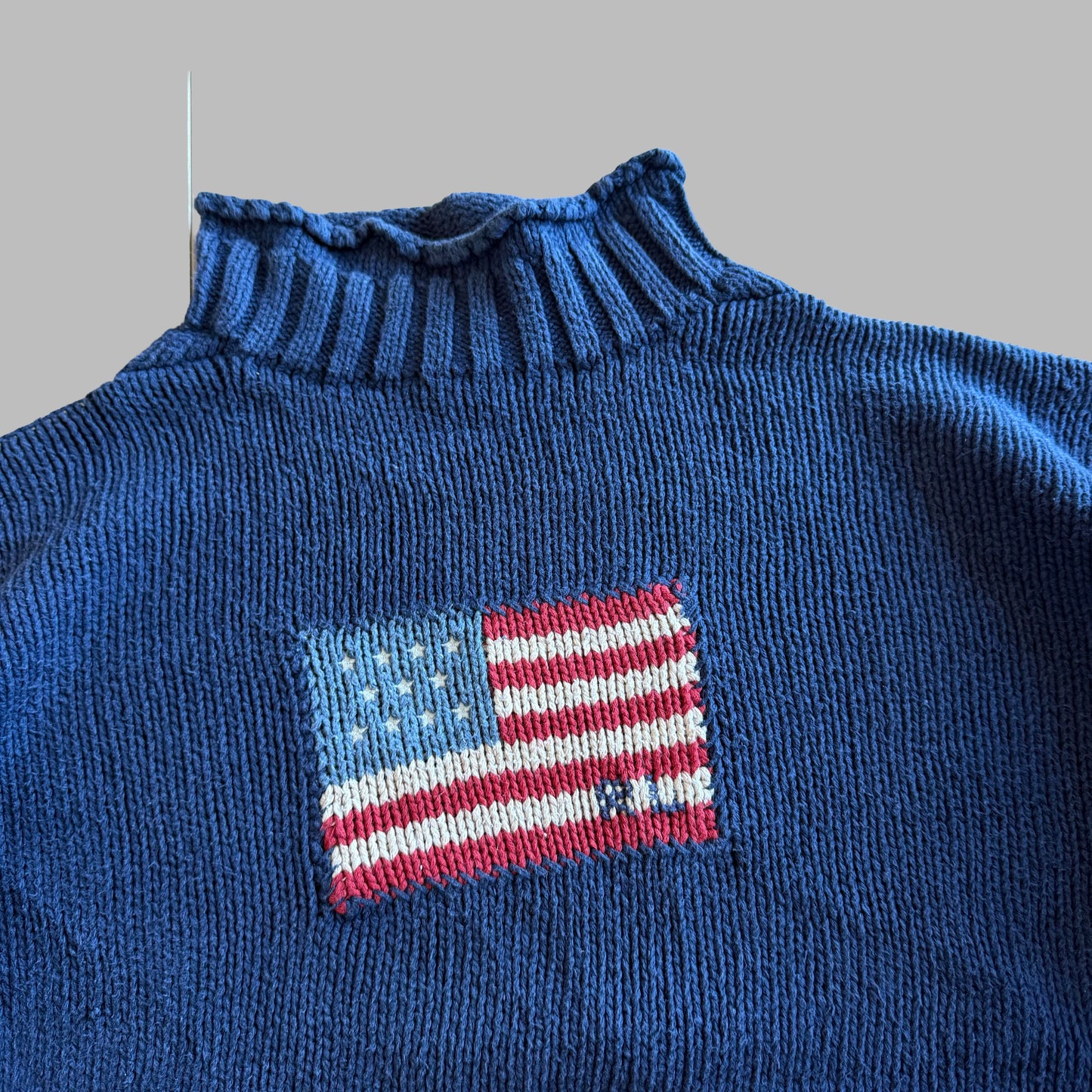 Y2K Ralph Lauren Mock Neck Flag Heavy Knit - L/XL