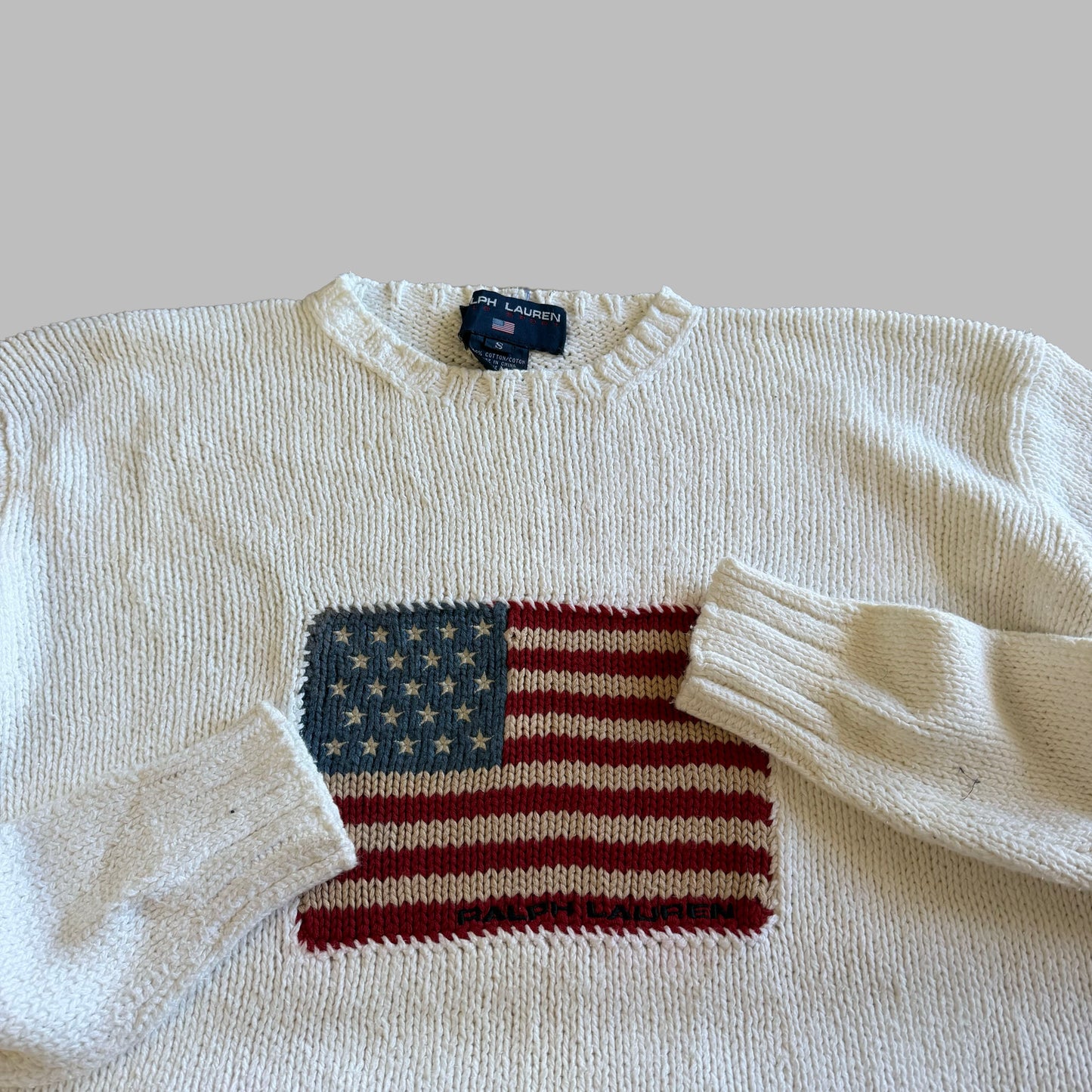 Y2K Ralph Lauren Flag Heavy Knit - L/XL