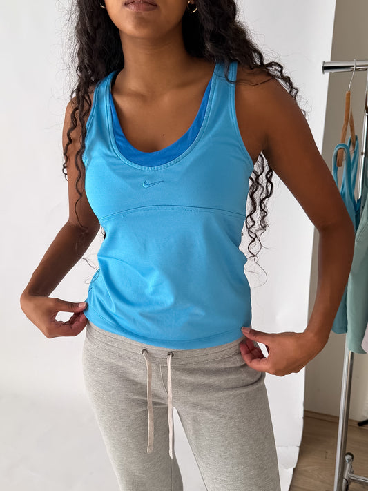 Y2K Nike Panelled Racer-Back Activewear Top - M