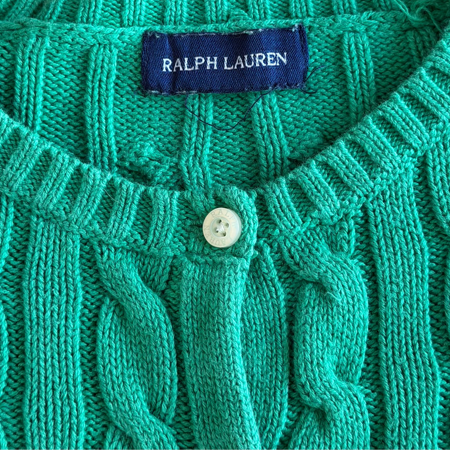 Y2K Polo Ralph Lauren Cable Knit Cardigan - M