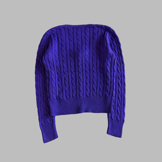 Y2K Polo Ralph Lauren Cable Knit Cardigan - L