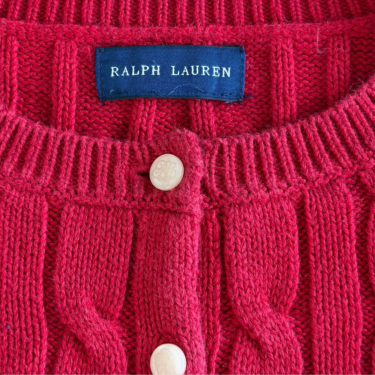 Y2K Polo Ralph Lauren Cable Knit Cardigan - XS