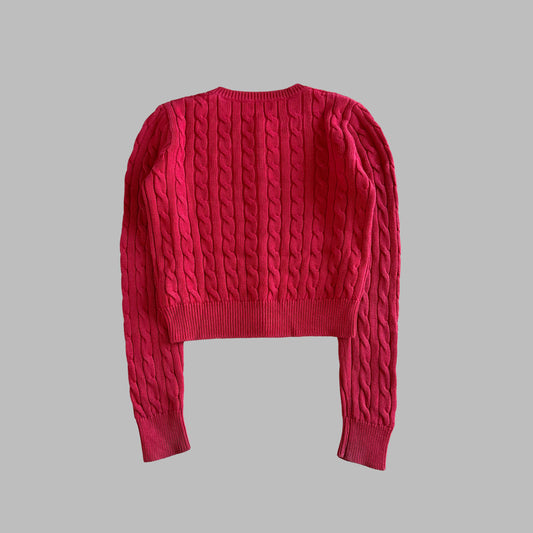 Y2K Polo Ralph Lauren Cable Knit Cardigan - XS