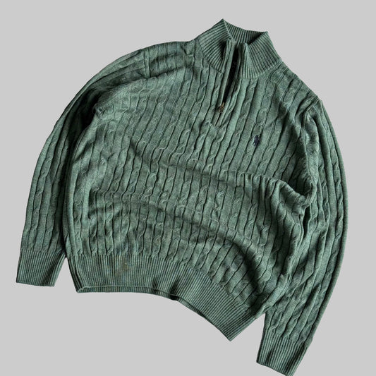 Ralph Lauren Cable Knit Quarter Zip - XL
