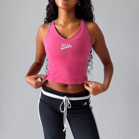 Y2K Nike Spell Out Fitted Activewear Top - S