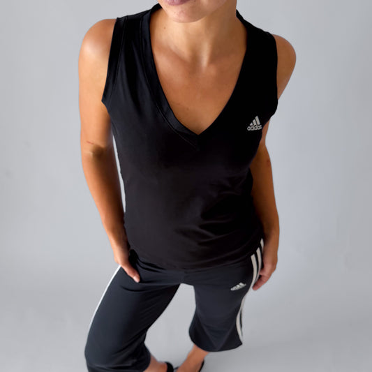 Y2K Adidas V-Neck Activewear Tank - M