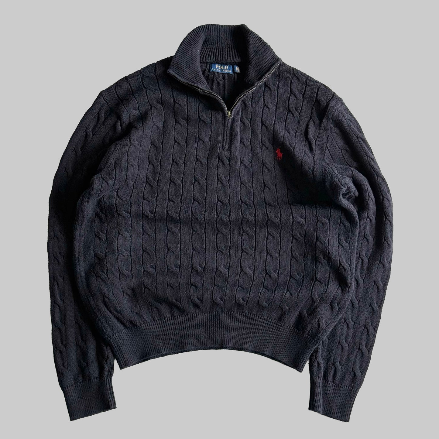 Ralph Lauren Cable Knit Quarter Zip - Large
