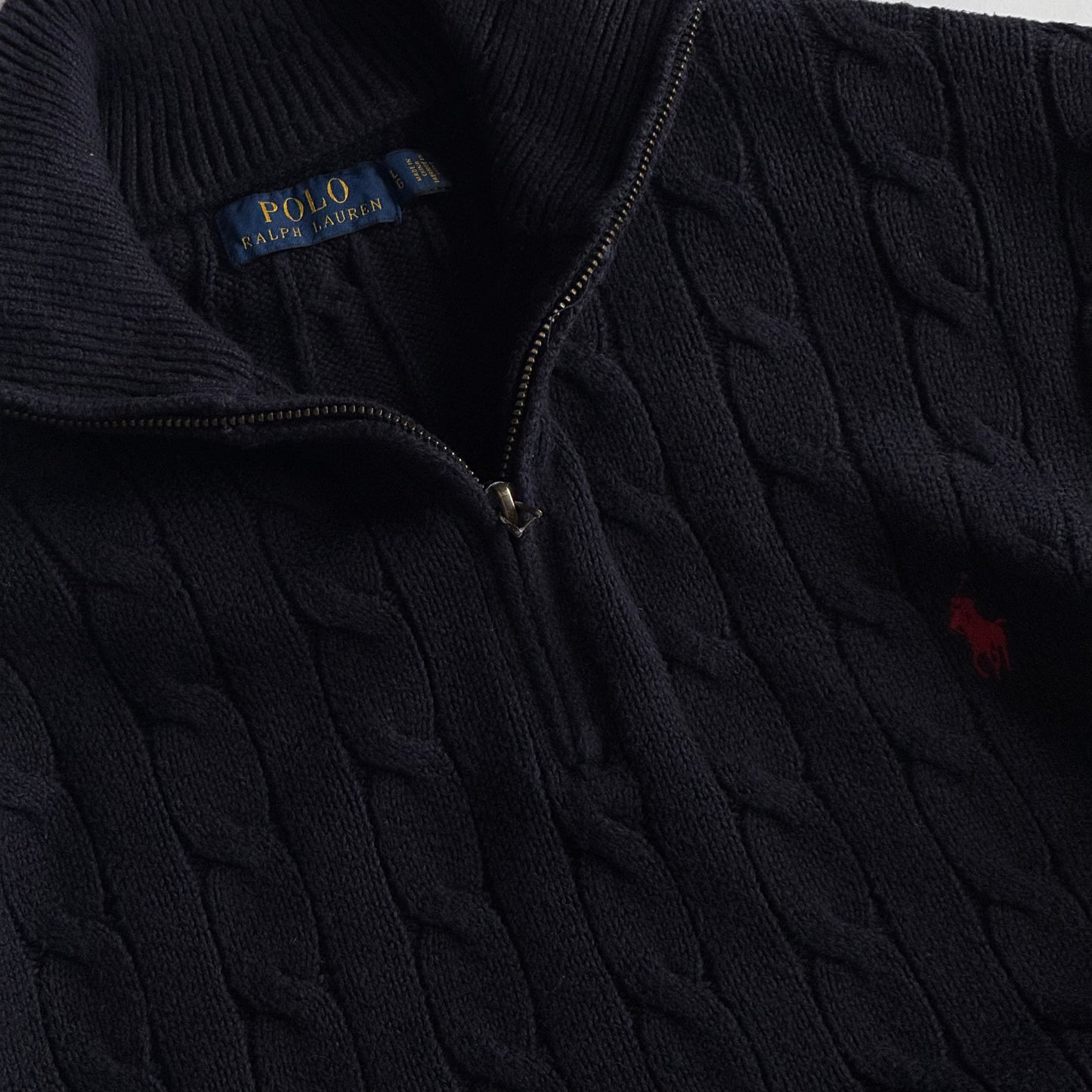 Ralph Lauren Cable Knit Quarter Zip - Large