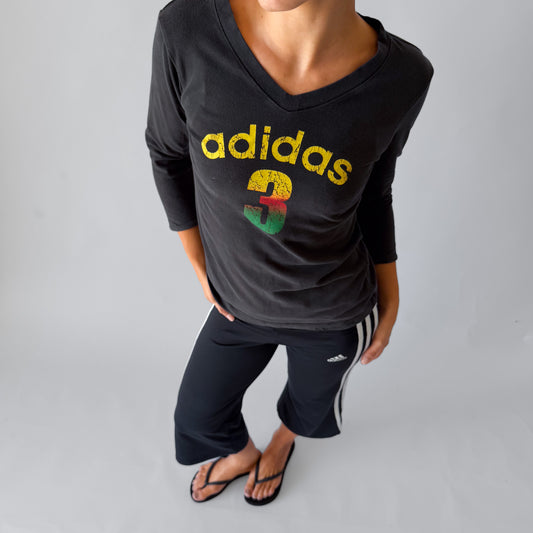 Y2K Adidas Spell Out 3/4 Sleeve Top - M