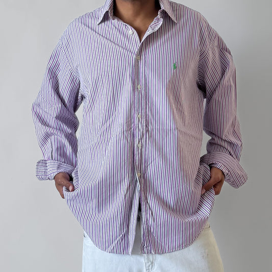 Y2K Polo Ralph Lauren Striped Button Up Shirt - XXL