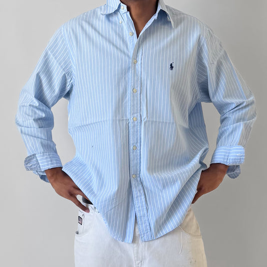 Y2K Polo Ralph Lauren Striped Button Up Shirt - L
