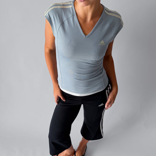 Y2K Adidas Three Stripe Synched Activewear Top - S