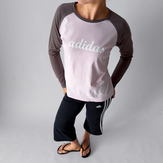 Y2K Adidas Spell Out Raglan Long Sleeve - M