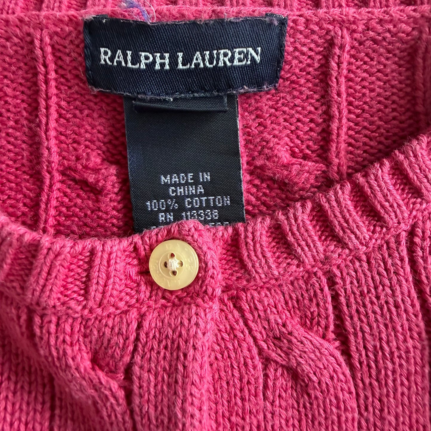 Y2K Polo Ralph Lauren Cable Knit Cardigan - S