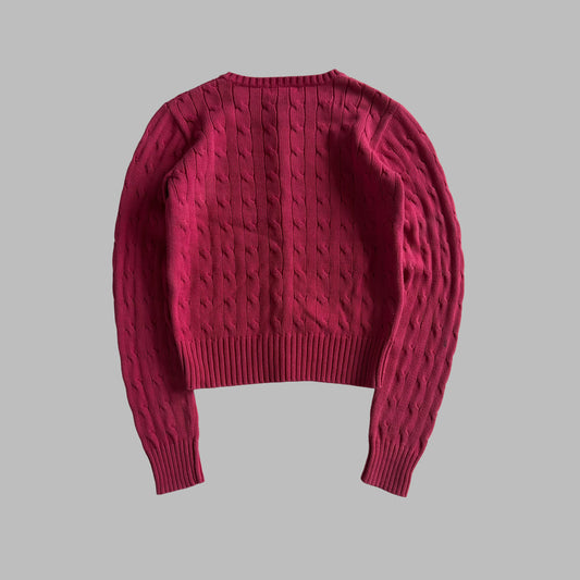 Y2K Polo Ralph Lauren Cable Knit Cardigan - S
