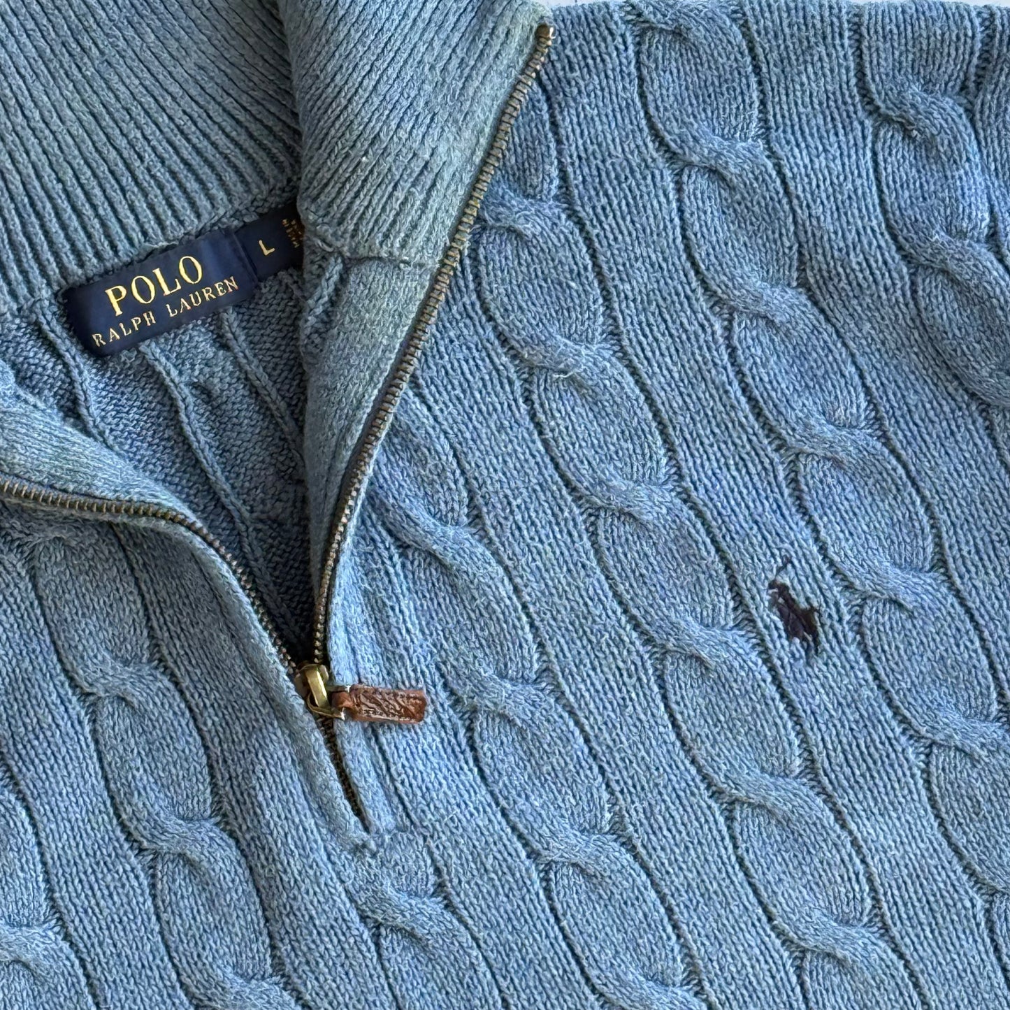 Ralph Lauren Cable Knit Quarter Zip - Large