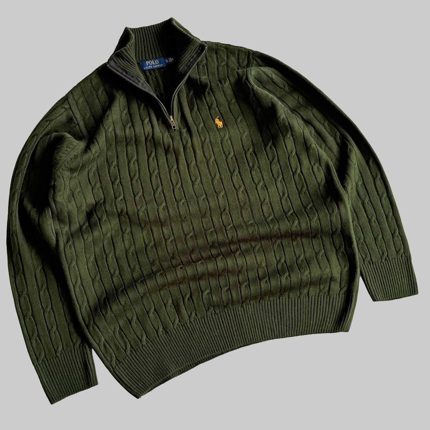 Ralph Lauren Cable Knit Quarter Zip - XL