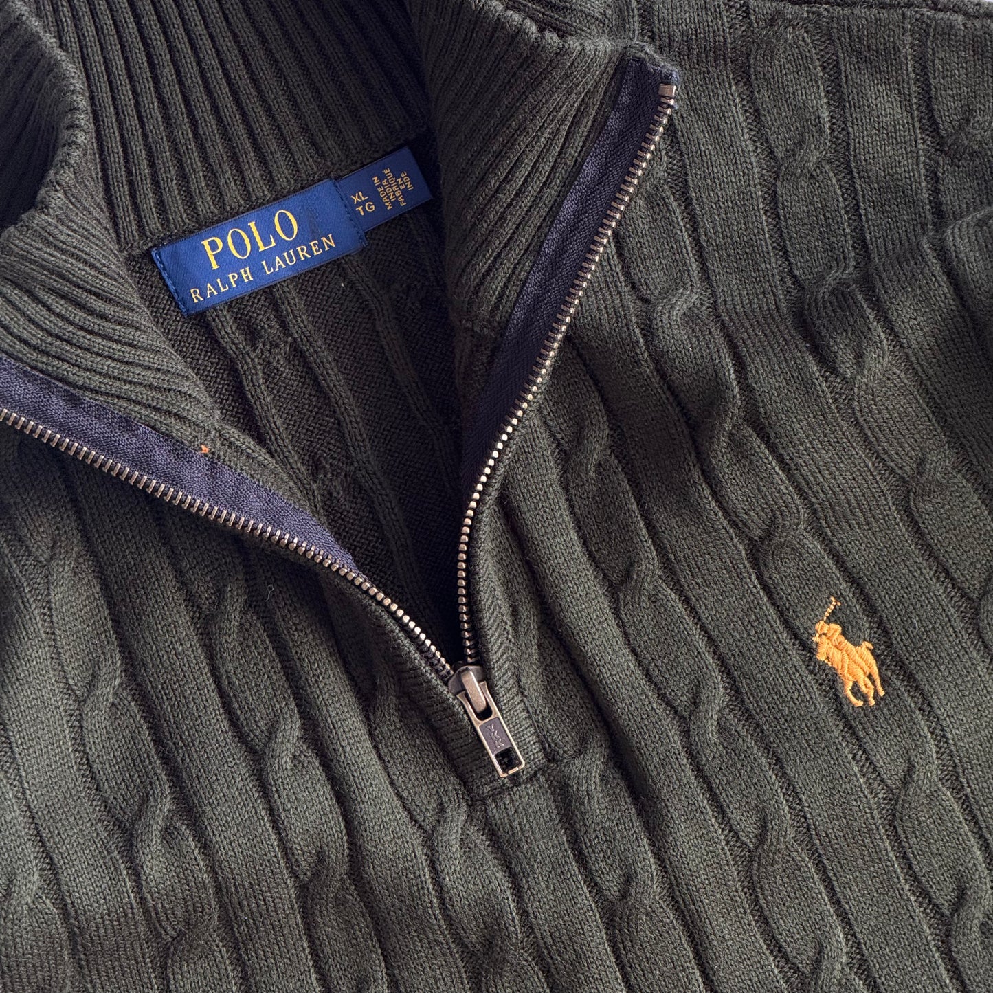 Ralph Lauren Cable Knit Quarter Zip - XL