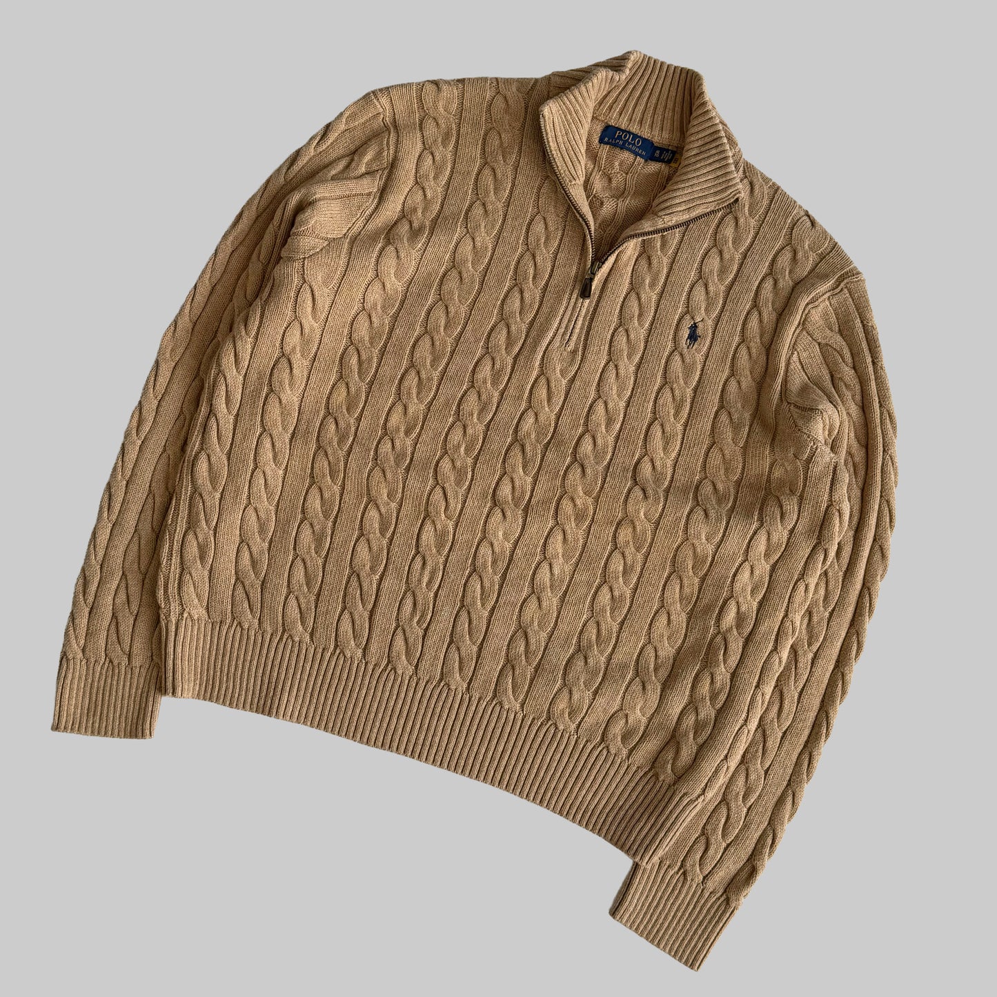 Ralph Lauren Cable Knit Quarter Zip - XL