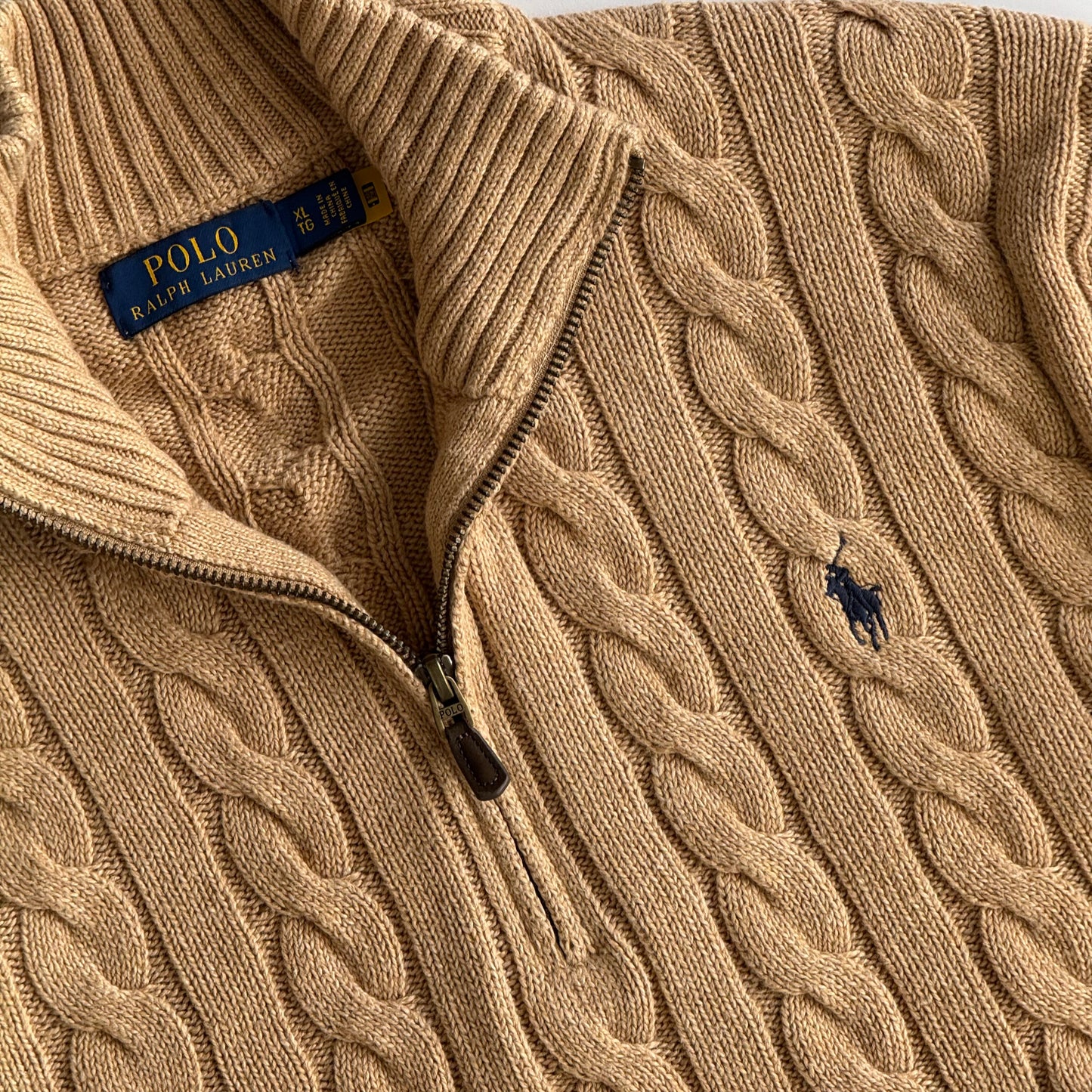 Ralph Lauren Cable Knit Quarter Zip - XL