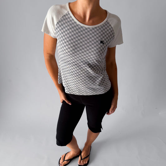 Y2K Burberry Nova Check Raglan Fitted Top - M