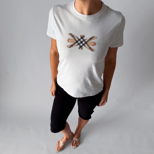 Y2K Burberry Embroidered Union Jack Top -S/ M
