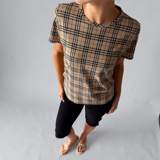 Y2K Burberry Nova Check T-shirt - L