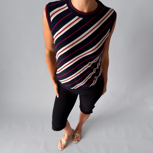 Y2K Burberry Striped Knitted Top - L