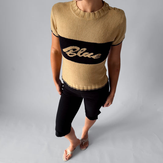 Y2K Burberry Blue Label Knitted Top - S/M