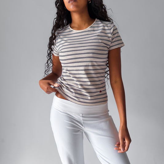 Y2K Burberry Striped Fitted Top - M