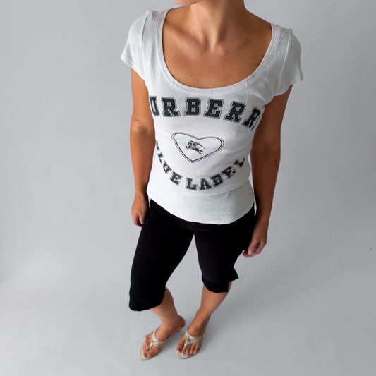 Y2K Burberry Blue Label Scoop Neck Synched Top - M