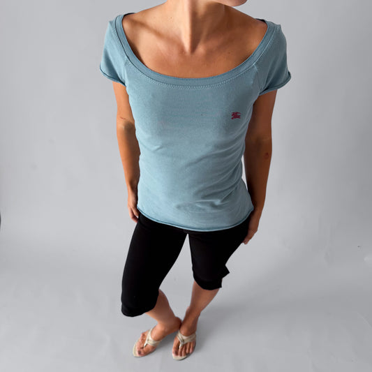Y2K Burberry Blue Label Boat Neck Top - M