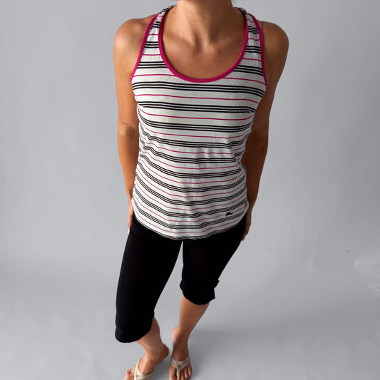 Y2K Burberry Blue Label Striped Racerback Top - M