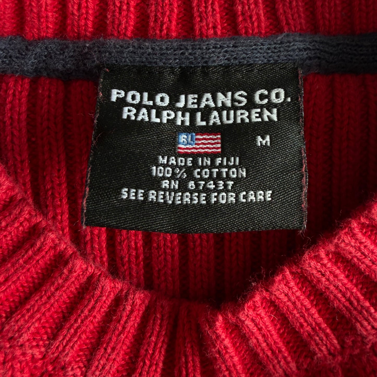 90s Ralph Lauren Polo Jeans Ribbed Flag Knit - M