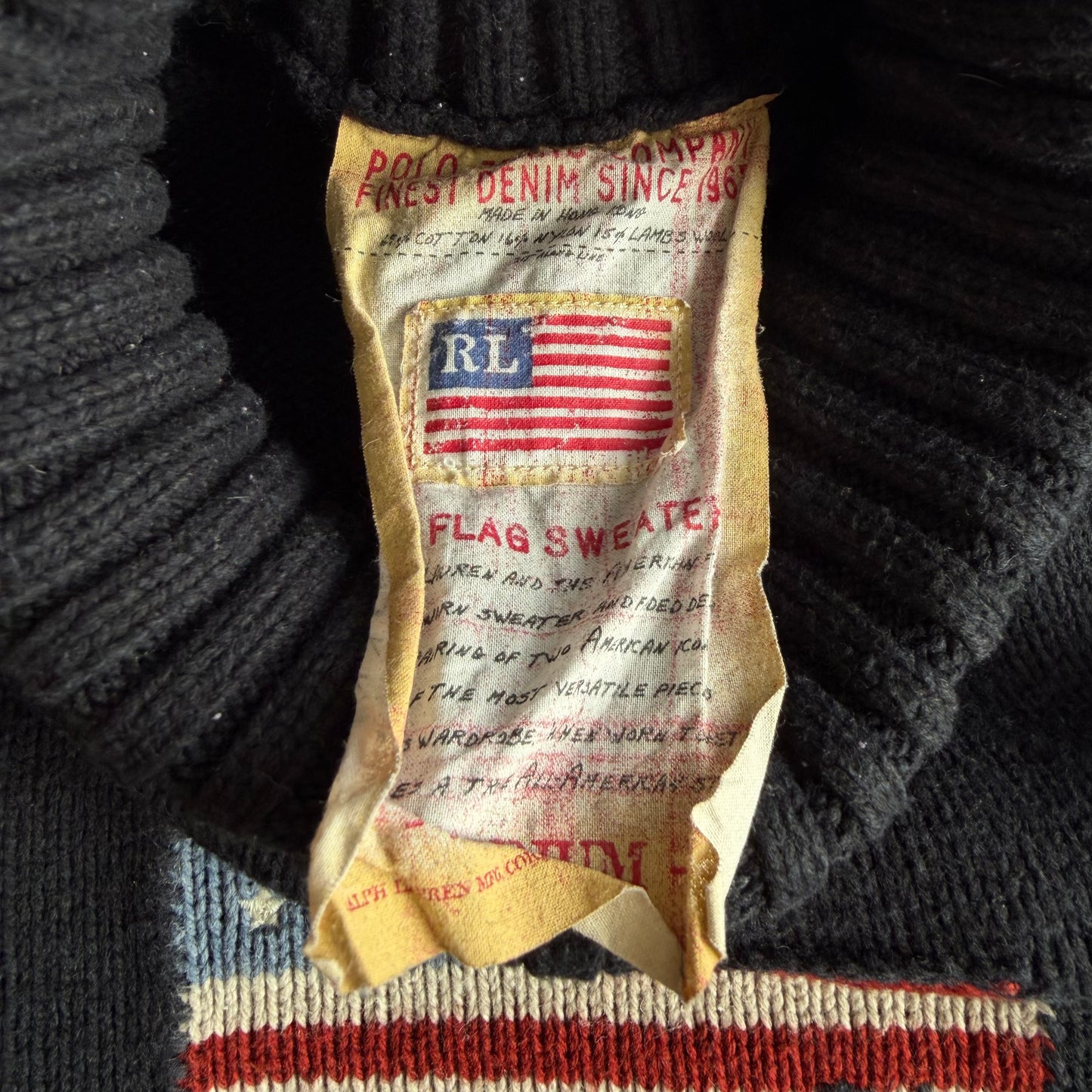 Y2K Polo Ralph Lauren Turtle Neck Flag Knit - S