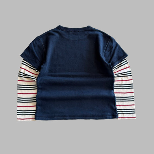 Y2K Burberry Blue Label Double Layer Long Sleeve Top - S/M