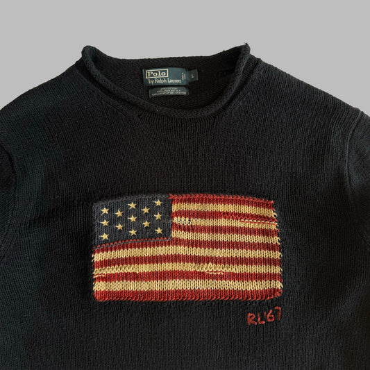90s Polo Ralph Lauren Classic Flag Knit - L