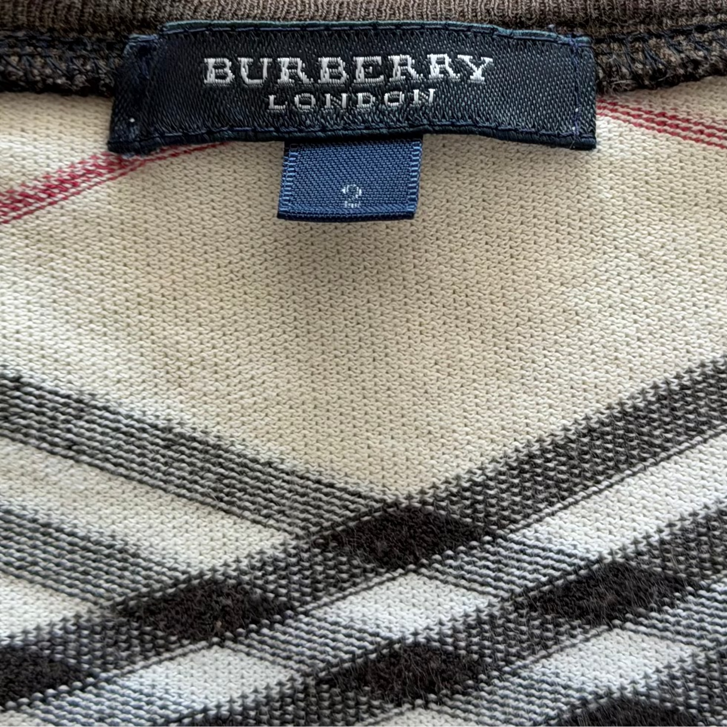 Y2K Burberry Nova Check Ringer Top - L