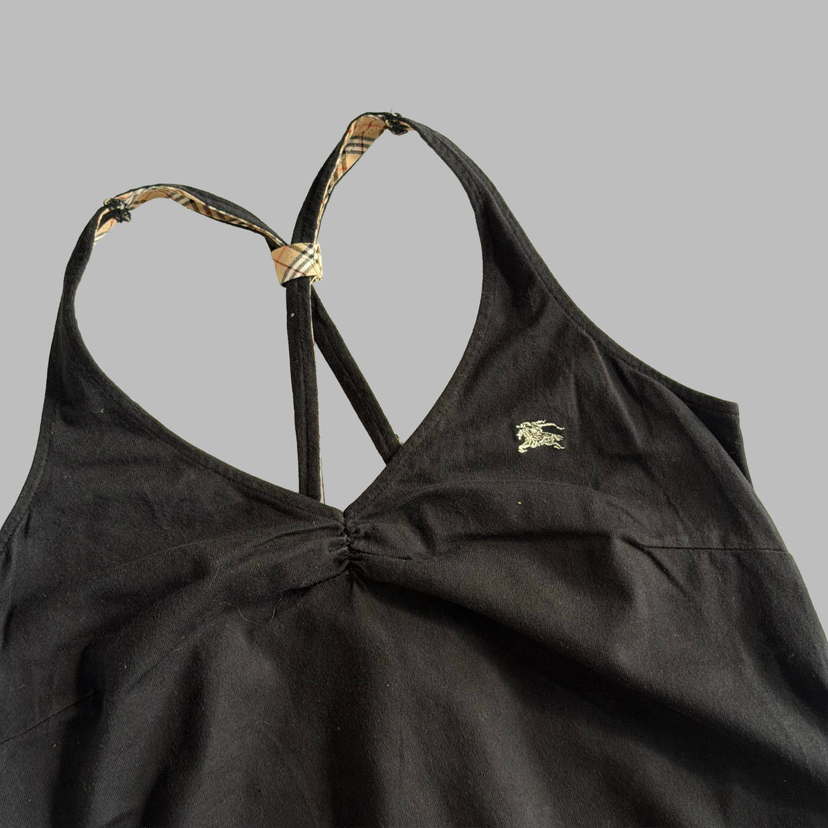 Y2K Burberry Ruched Halter Neck Top - M